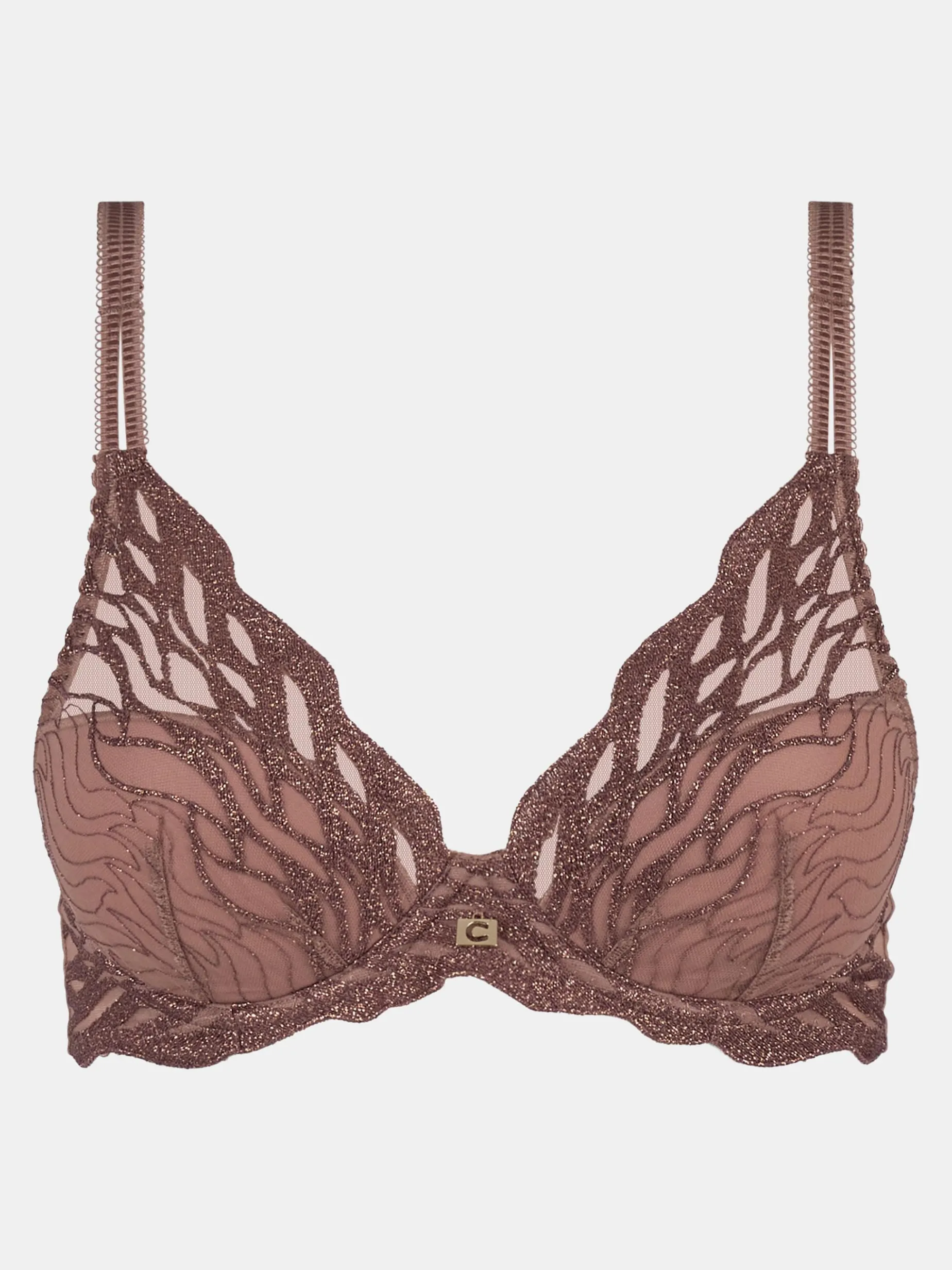 Chantelle Vibe Niet Voorgevormde Beugel BH - Cinnamon Lurex