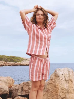 Livera SADIE Pyjama set korte mouw - Vintage Pink Stripes